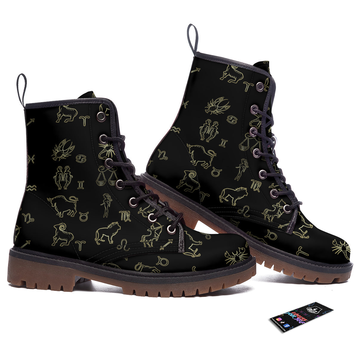 Constellation Zodiac Print Pattern Work Boots-grizzshop