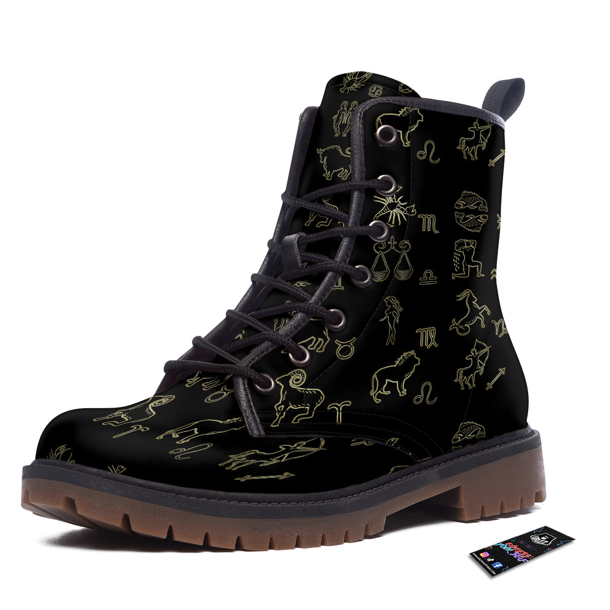 Constellation Zodiac Print Pattern Work Boots-grizzshop
