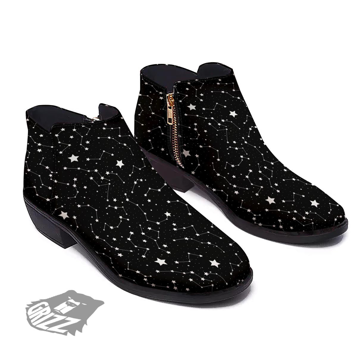 Constellations Star Print Pattern Ankle Boots-grizzshop