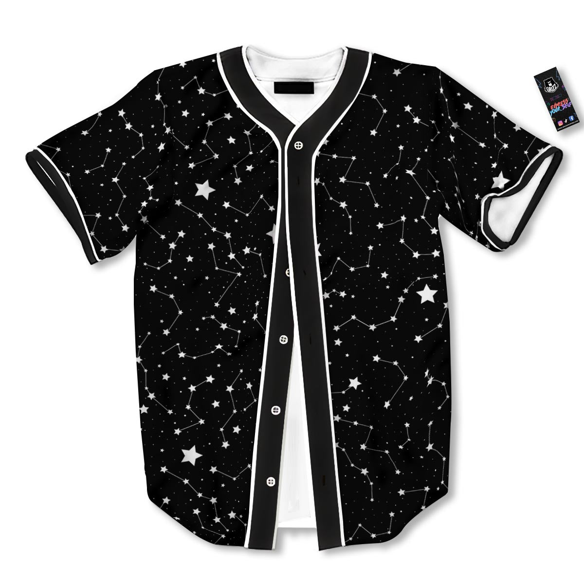Constellations Star Print Pattern Baseball Jersey-grizzshop