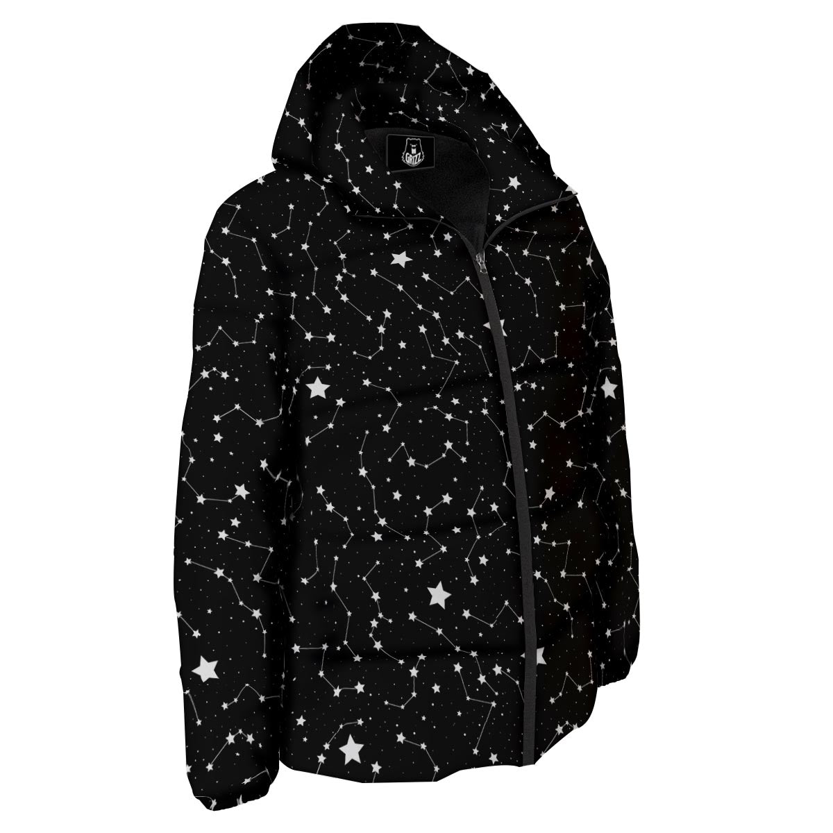 Constellations Star Print Pattern Down Jacket-grizzshop