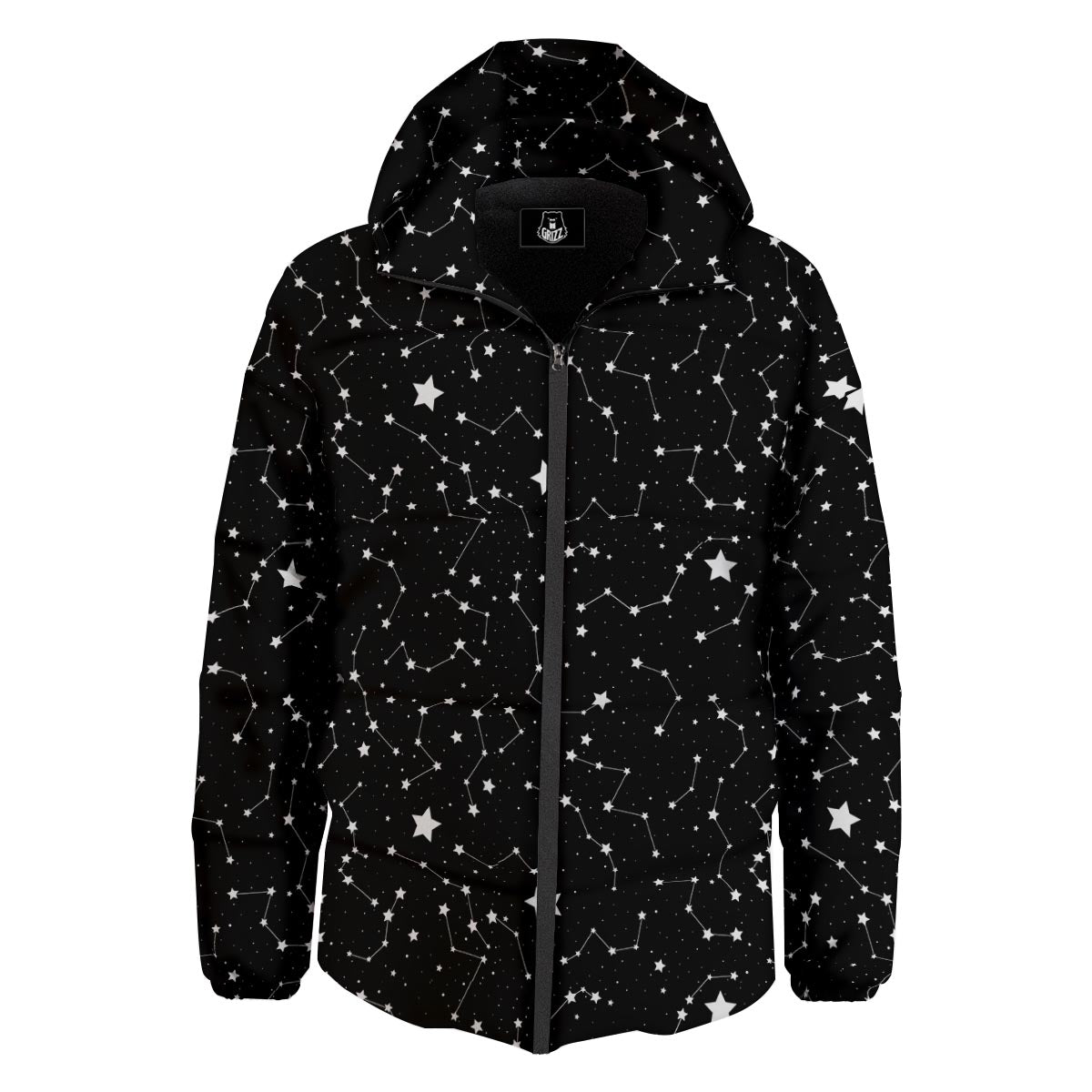 Constellations Star Print Pattern Down Jacket-grizzshop
