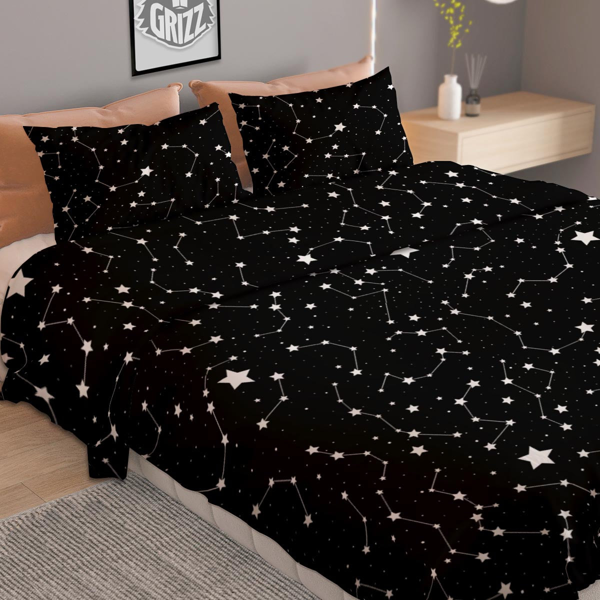 Chinese Zodiac Signs Yin Yang Print Duvet Cover Bedding Set
