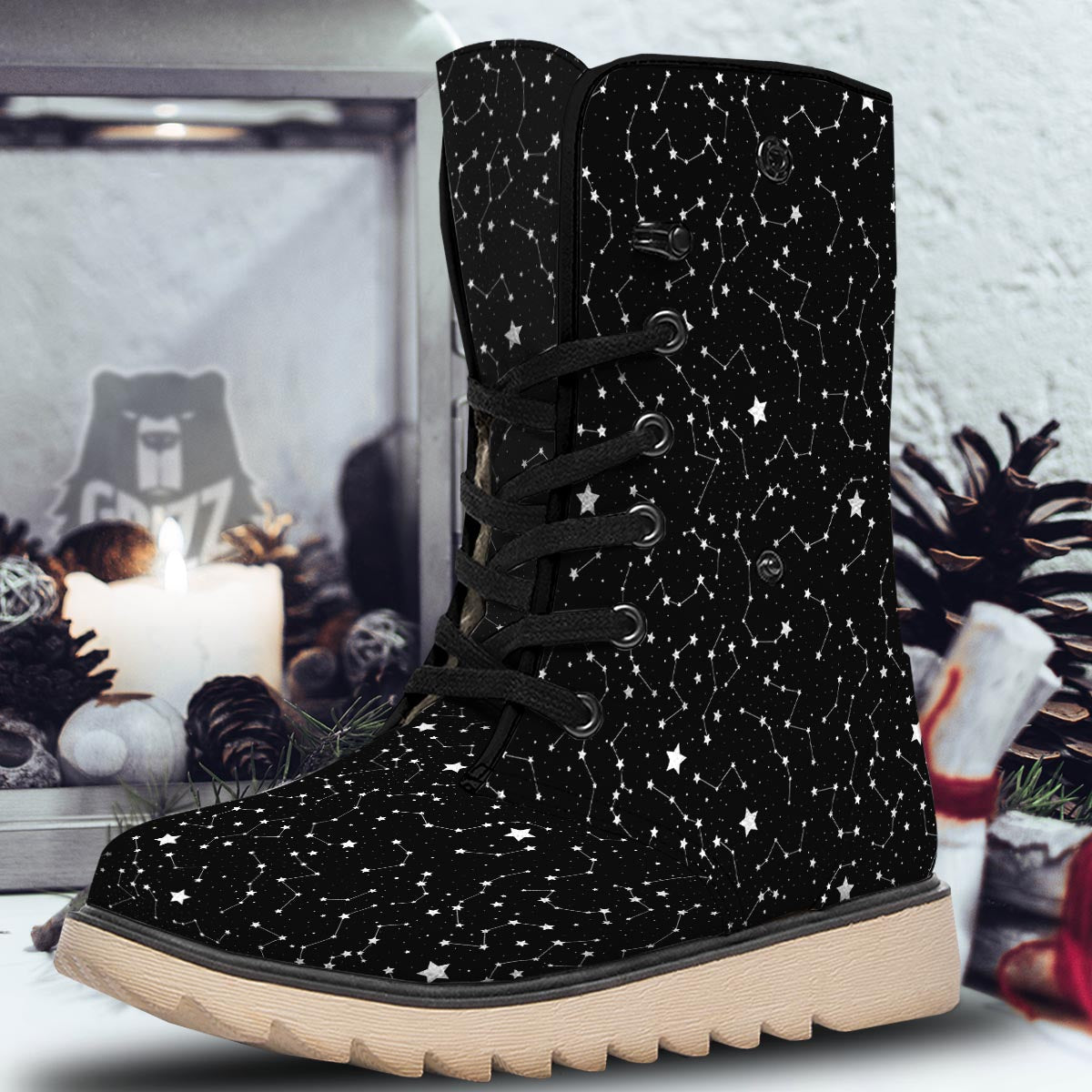Constellations Star Print Pattern Snow Boots-grizzshop