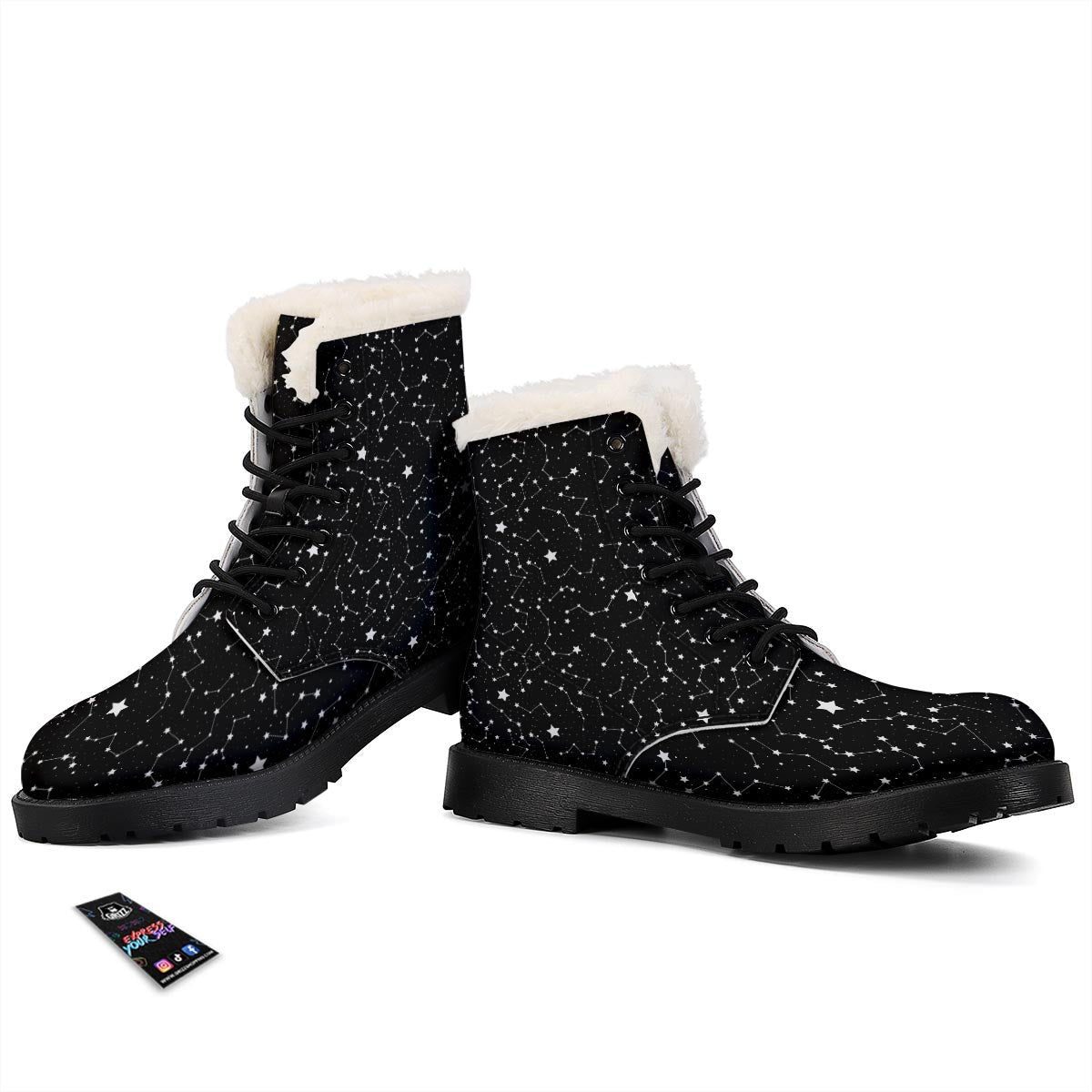 Constellations Star Print Pattern Winter Boots-grizzshop