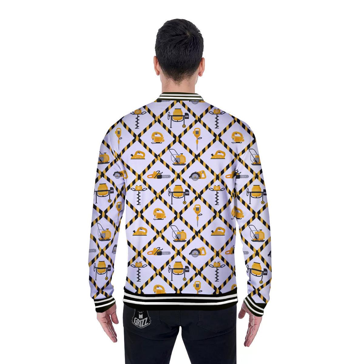 Construction Equipment Yellow Print Pattern Baseball Jacket-grizzshop