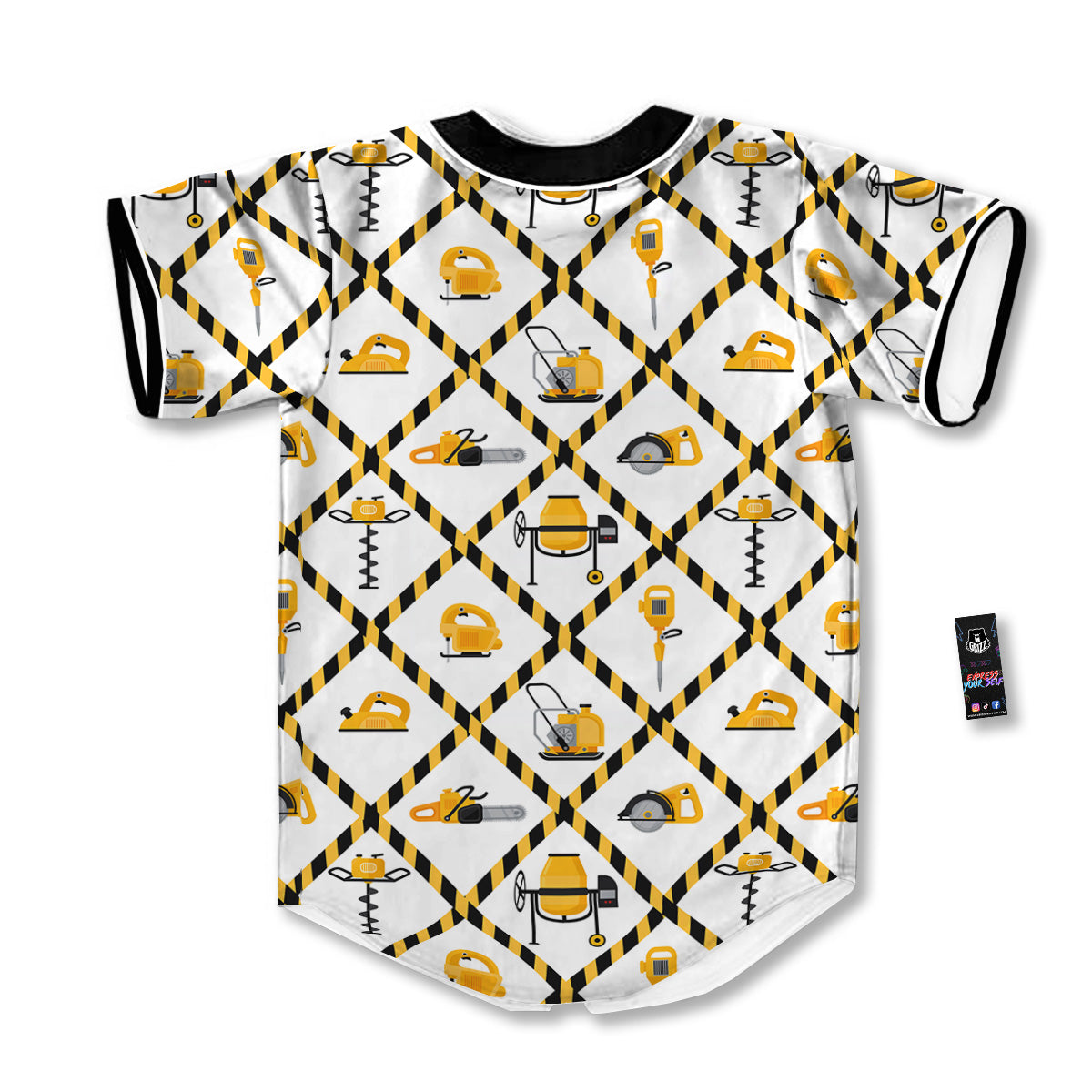 Construction Equipment Yellow Print Pattern Baseball Jersey-grizzshop