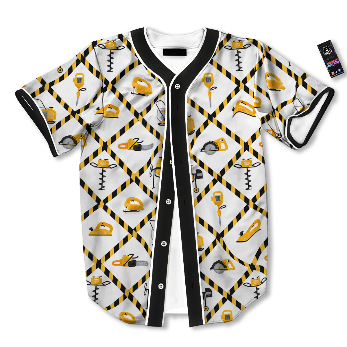 Construction Equipment Yellow Print Pattern Baseball Jersey-grizzshop