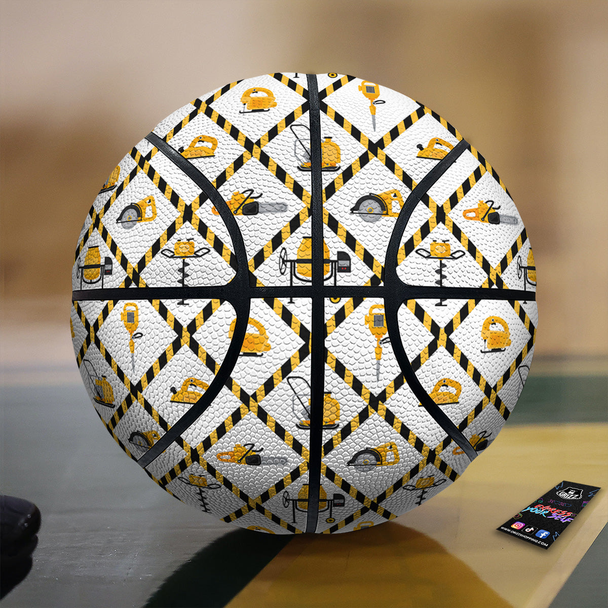 Construction Equipment Yellow Print Pattern Basketball-grizzshop