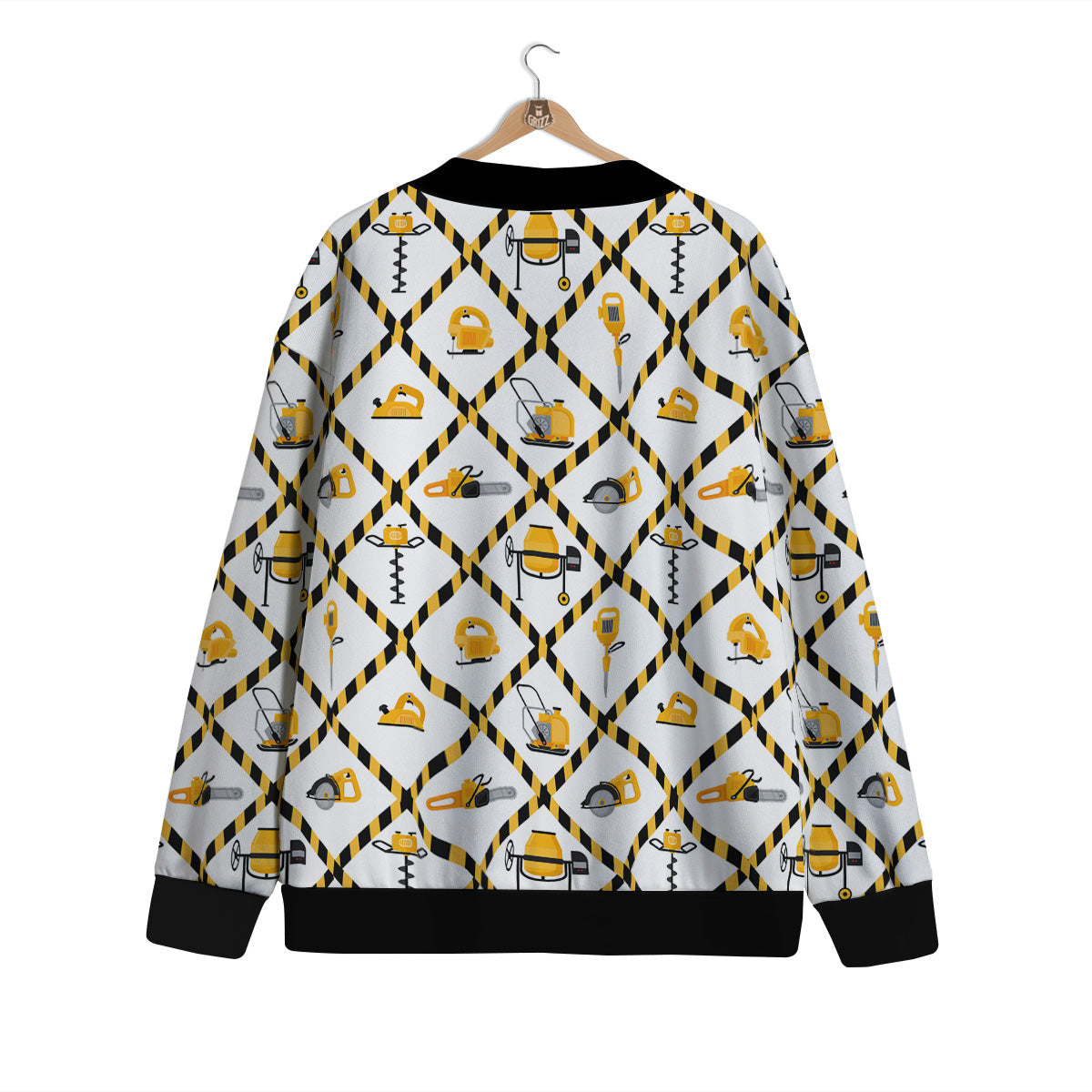 Construction Equipment Yellow Print Pattern Cardigan-grizzshop