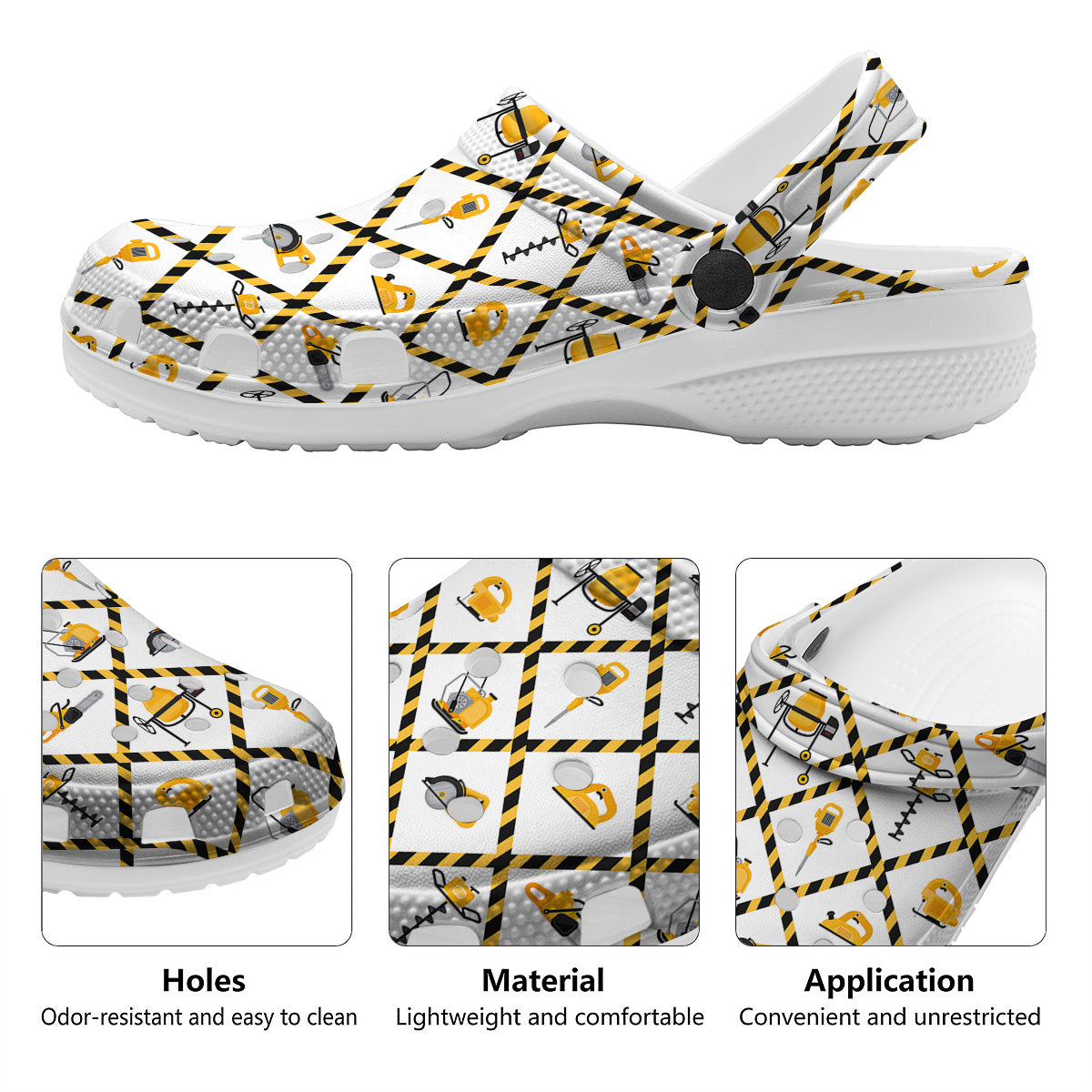 Construction Equipment Yellow Print Pattern Clog-grizzshop