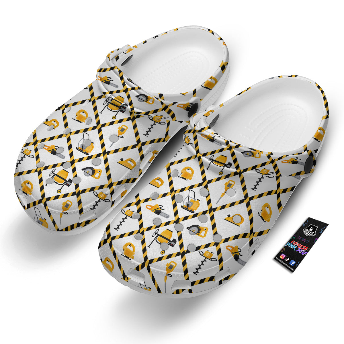 Construction Equipment Yellow Print Pattern Clog-grizzshop