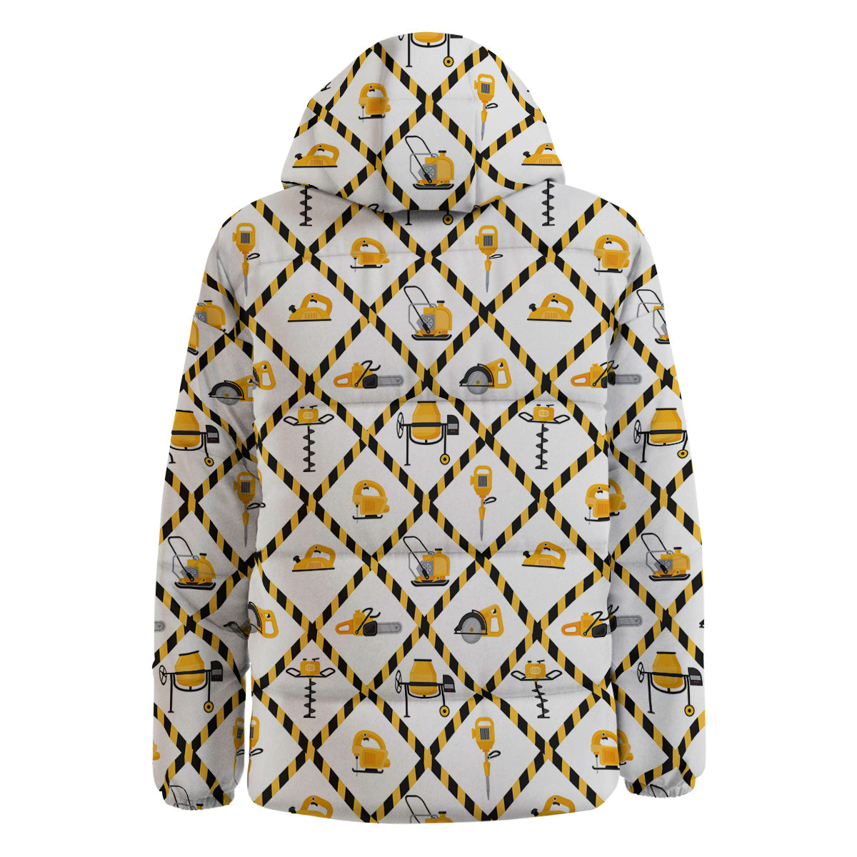 Construction Equipment Yellow Print Pattern Down Jacket-grizzshop