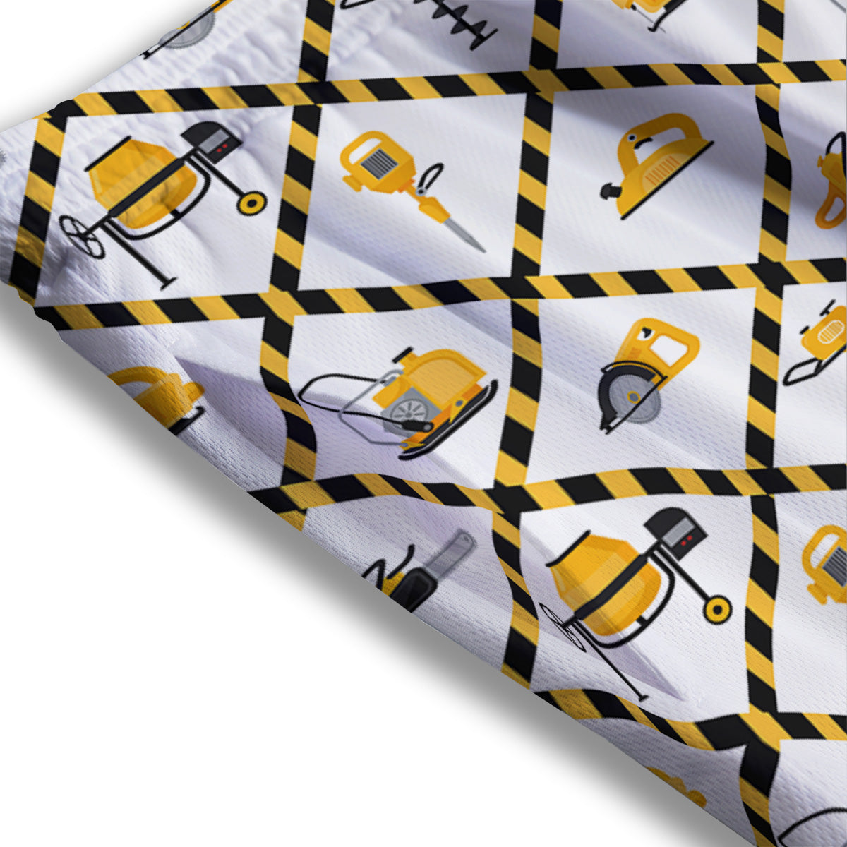 Construction Equipment Yellow Print Pattern Mesh Shorts-grizzshop