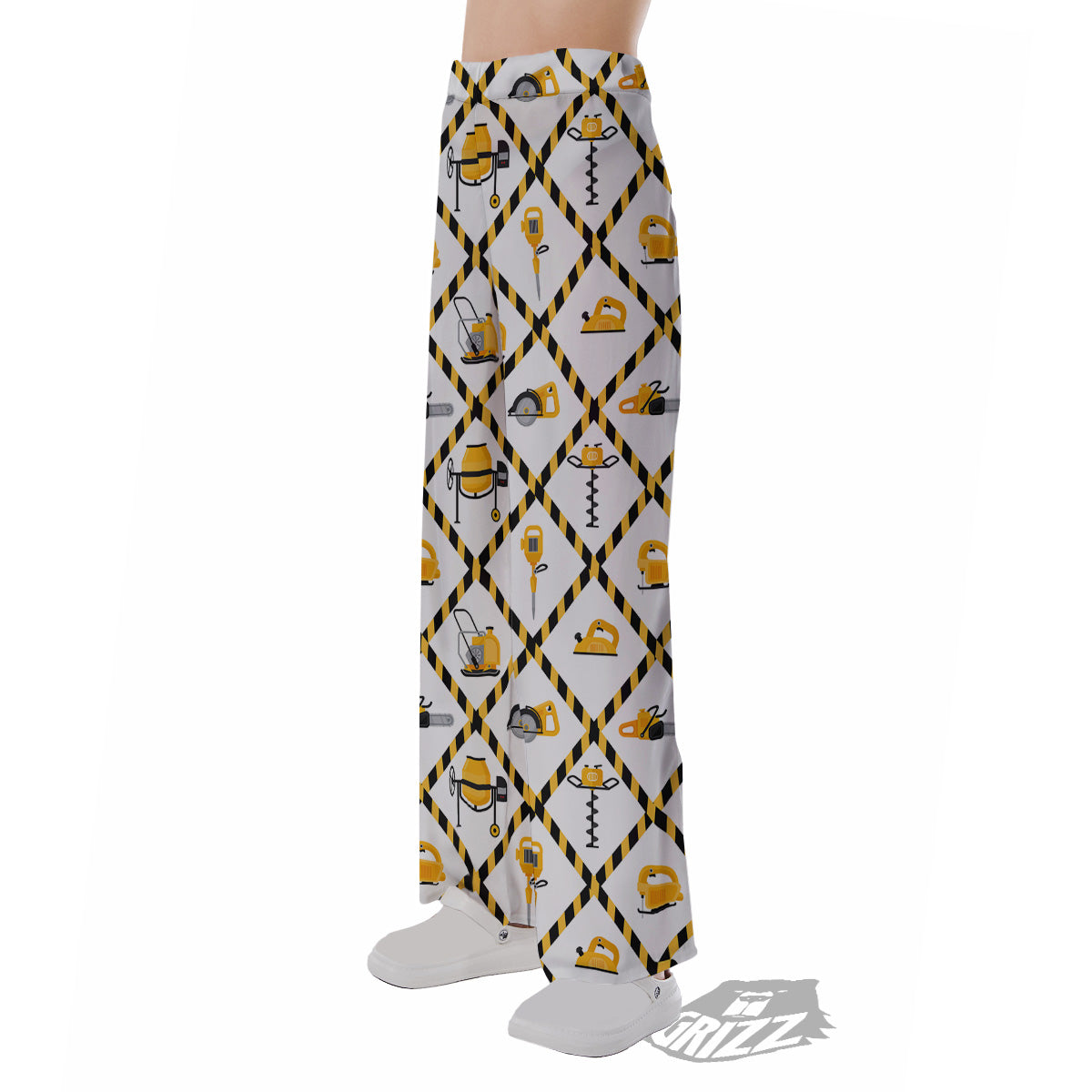 Construction Equipment Yellow Print Pattern Pajama Pants-grizzshop