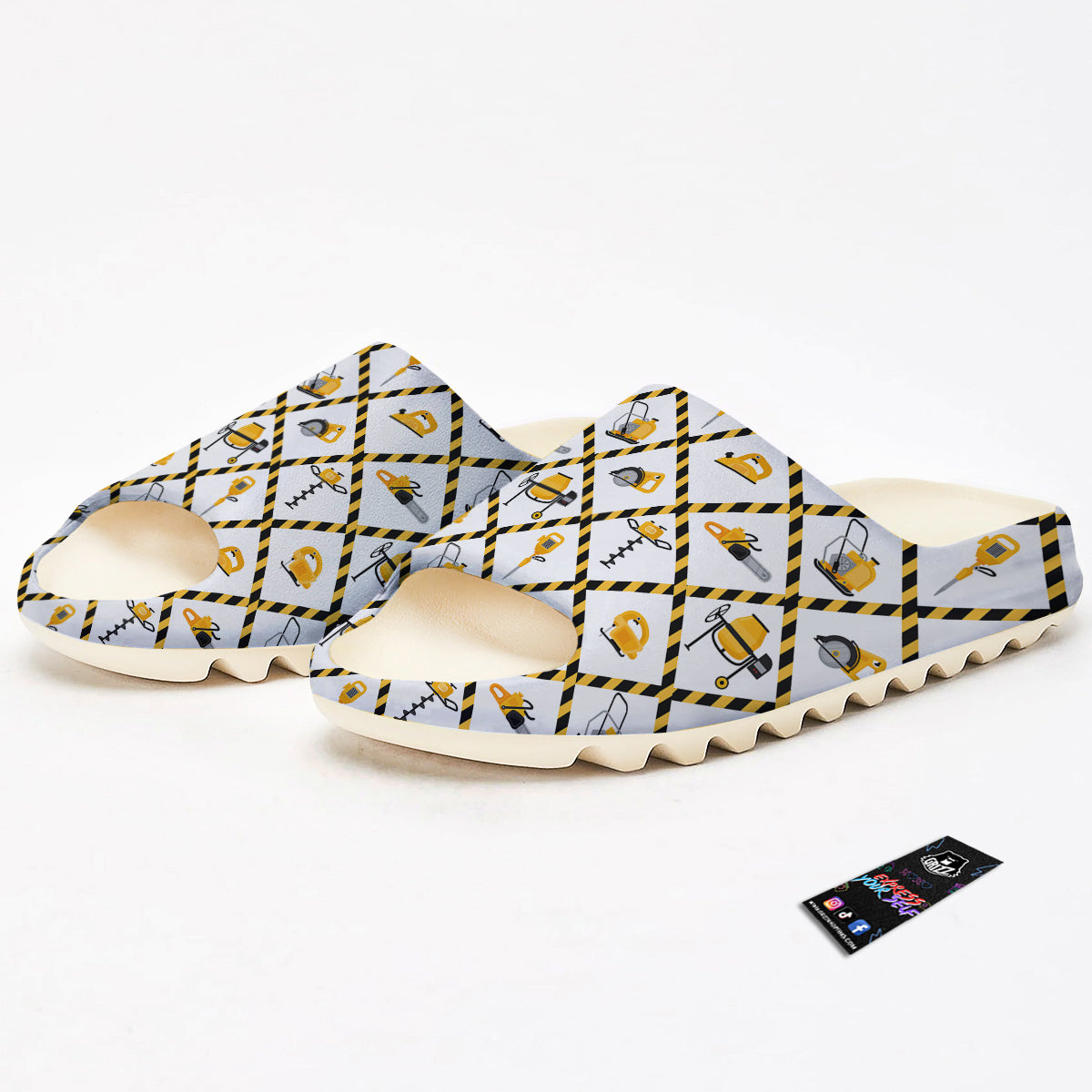 Construction Equipment Yellow Print Pattern Sandals-grizzshop