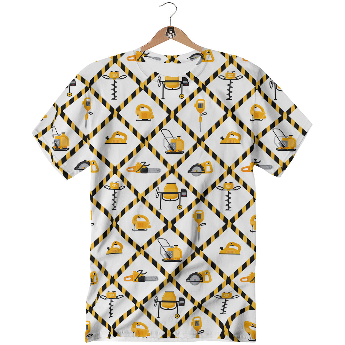 Construction Equipment Yellow Print Pattern T-Shirt-grizzshop