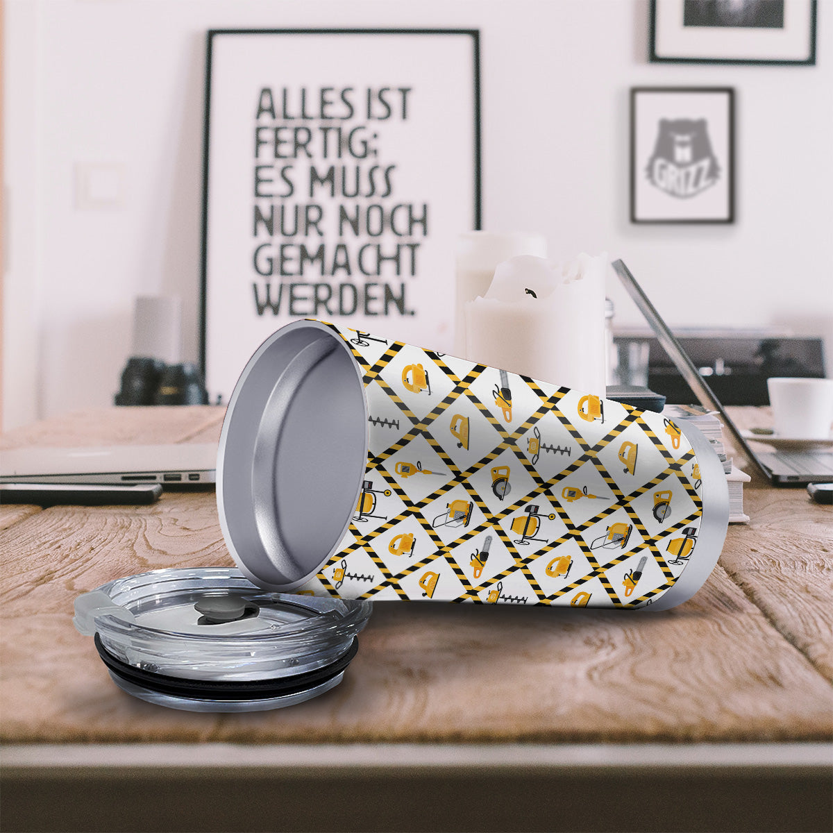 Construction Equipment Yellow Print Pattern Tumbler-grizzshop
