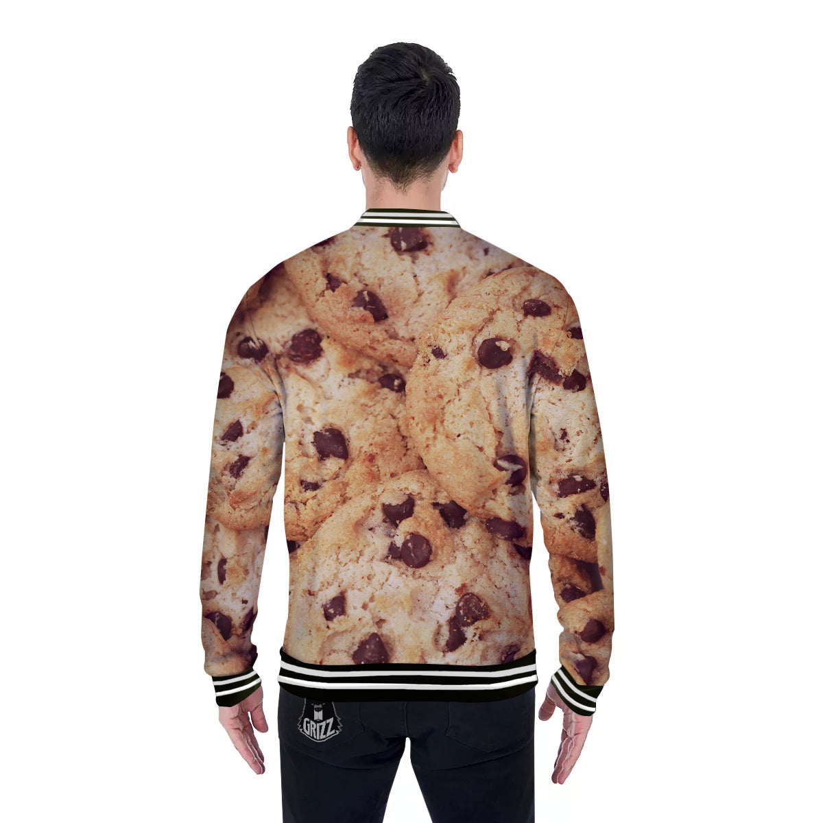 Cookie Chocolate Chip Print Baseball Jacket-grizzshop