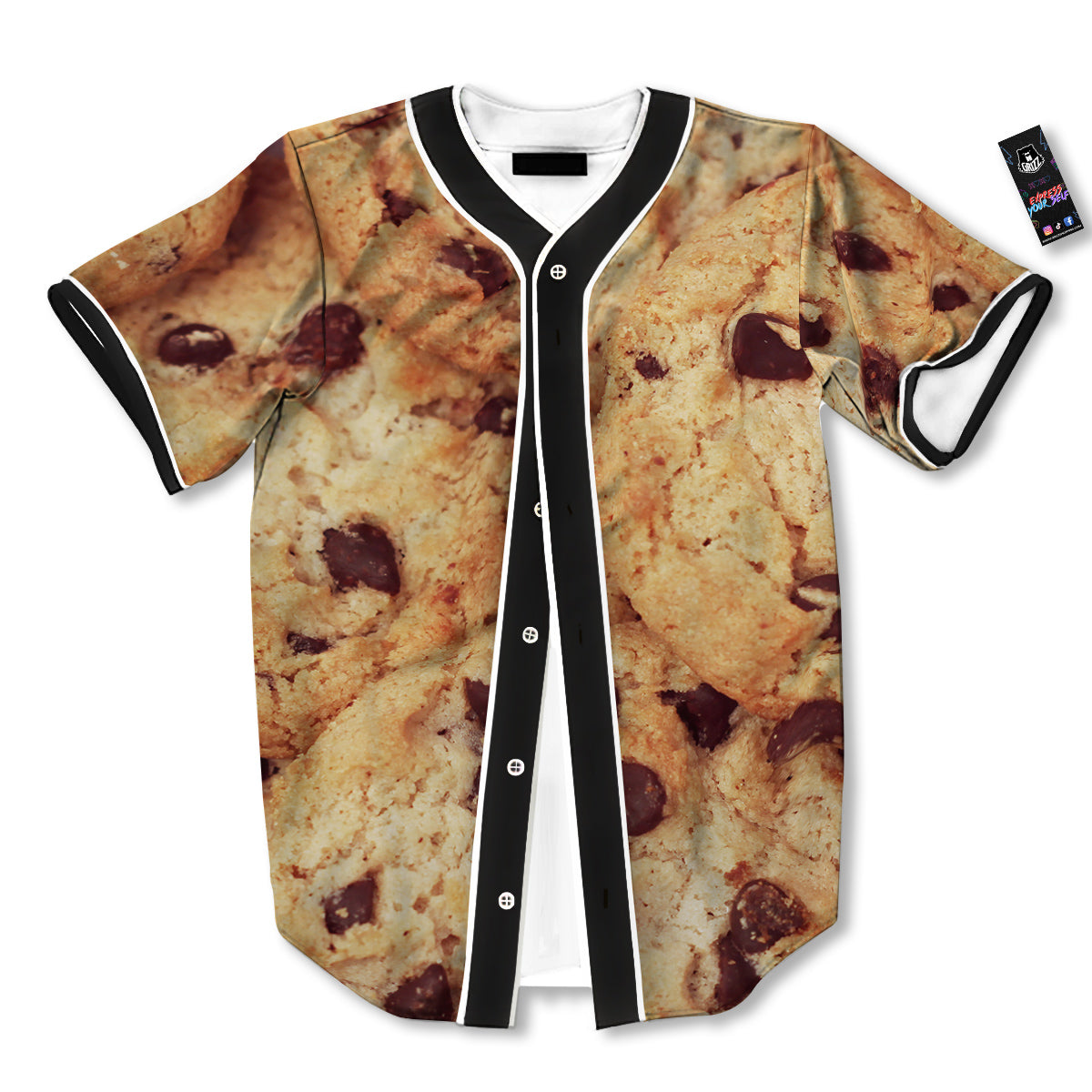 Cookie Chocolate Chip Print Baseball Jersey-grizzshop