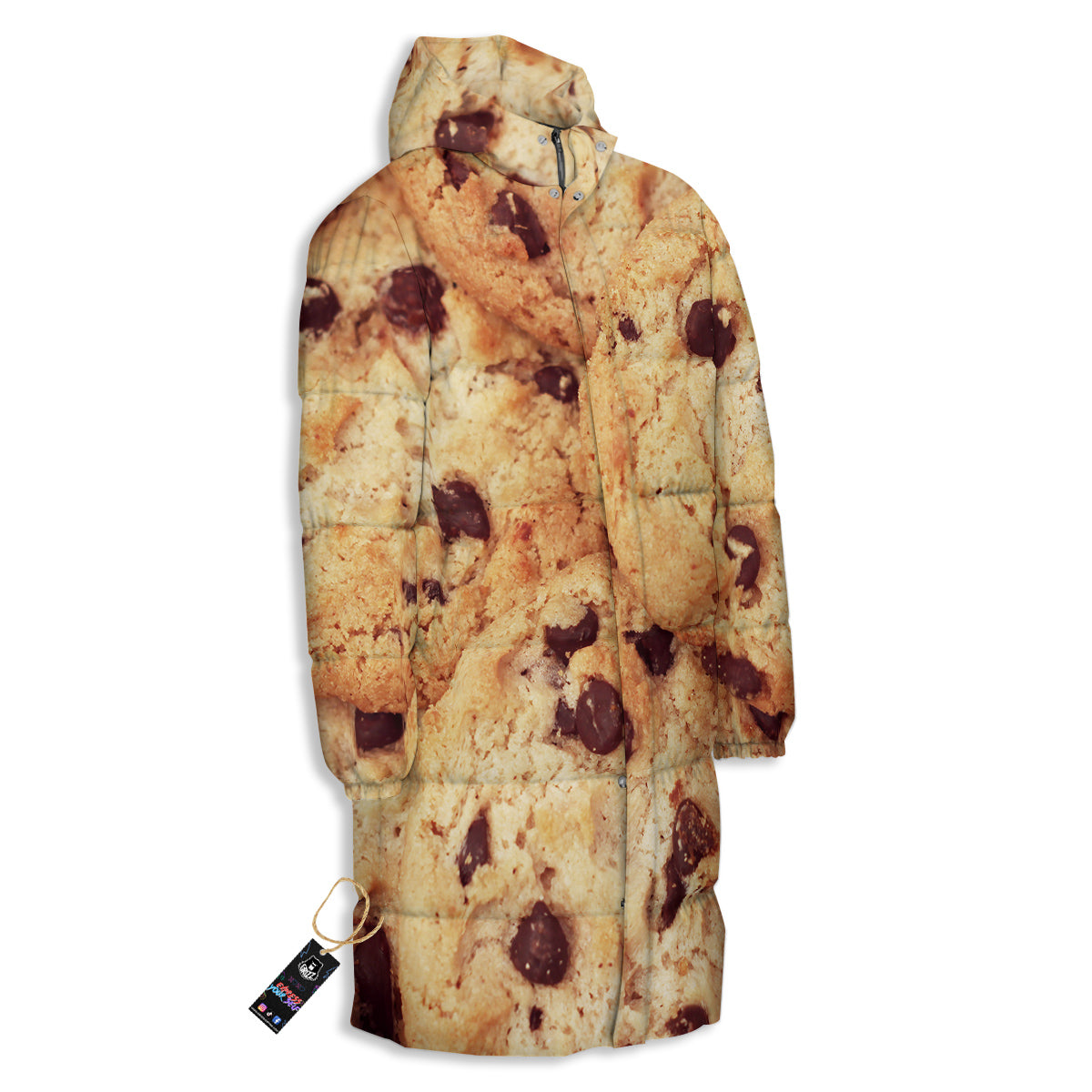 Cookie Chocolate Chip Print Long Down Jacket-grizzshop