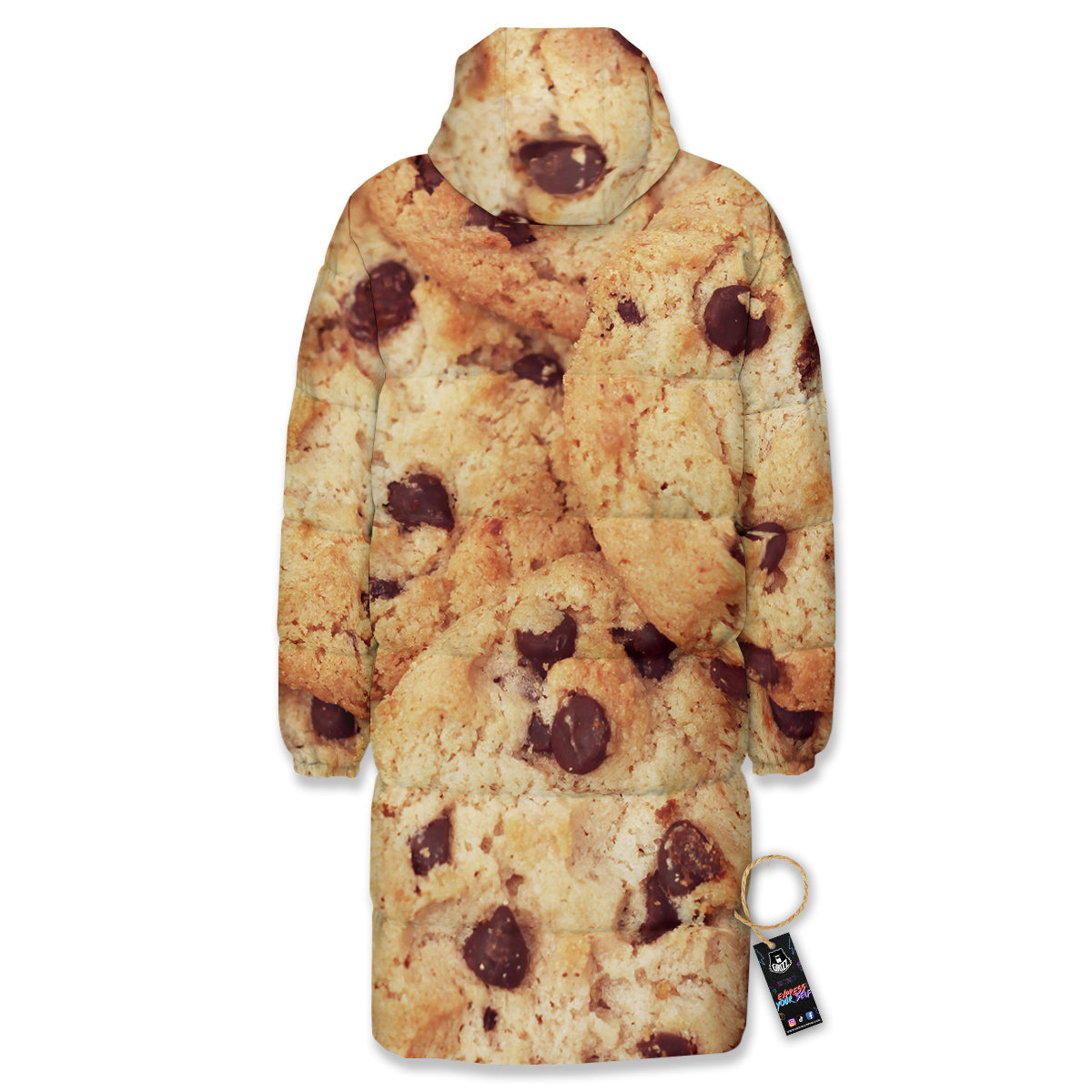 Cookie Chocolate Chip Print Long Down Jacket-grizzshop