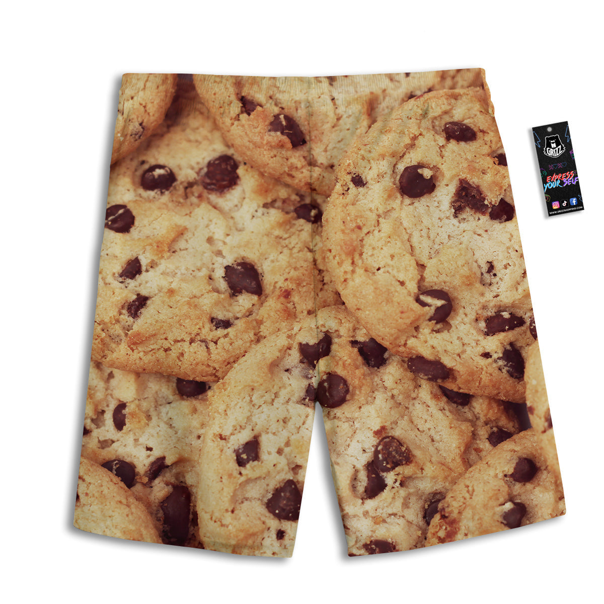 Cookie Chocolate Chip Print Men's Athletic Shorts