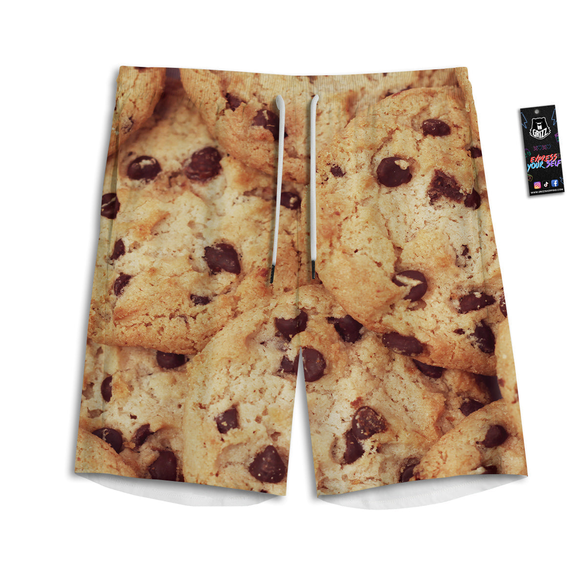 Cookie Chocolate Chip Print Men's Athletic Shorts