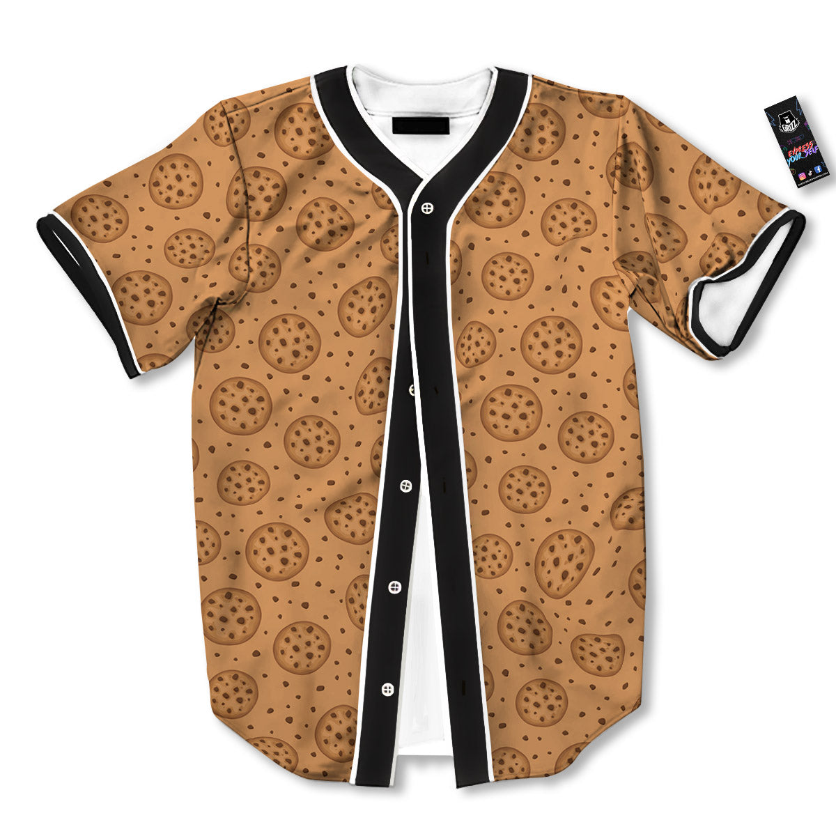 Cookie Chocolate Chip Print Pattern Baseball Jersey-grizzshop
