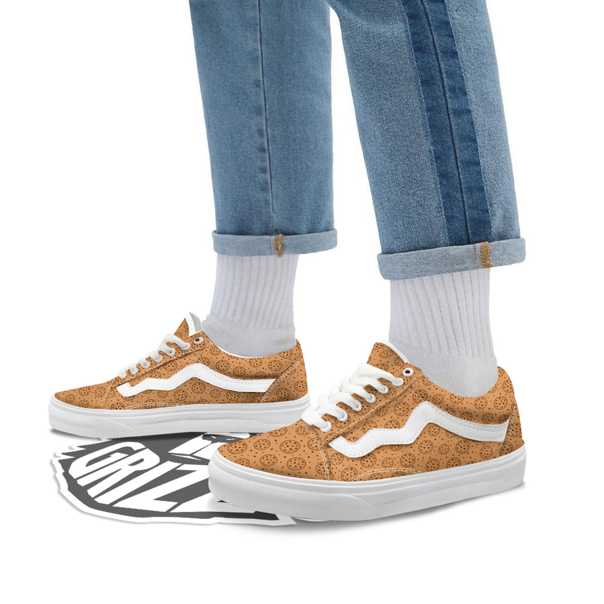 Cookie Chocolate Chip Print Pattern Skate Shoes-grizzshop