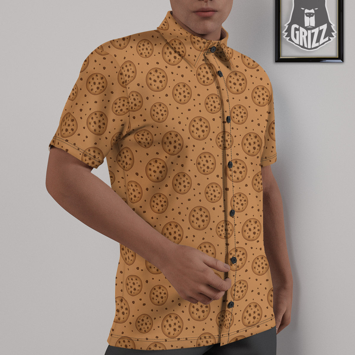 Cookie Chocolate Chip Print Pattern Untucked Shirts-grizzshop