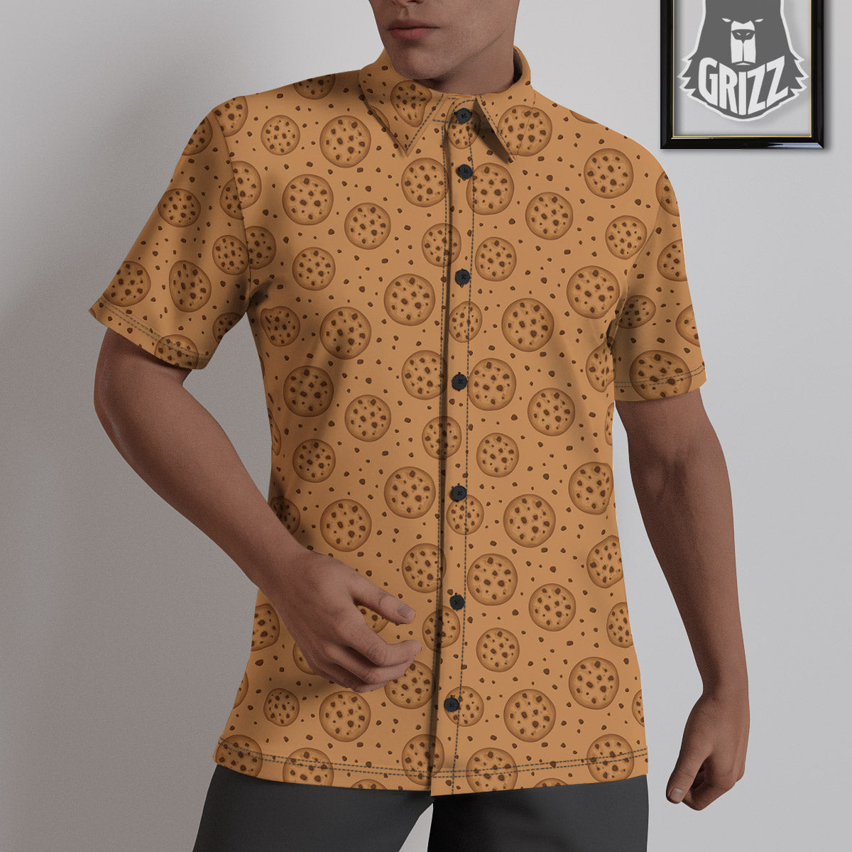 Cookie Chocolate Chip Print Pattern Untucked Shirts-grizzshop