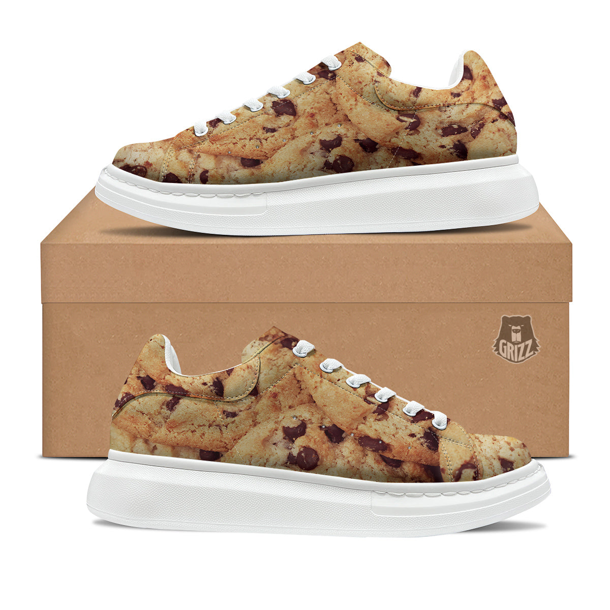 Cookie Chocolate Chip Print Platform Shoes-grizzshop