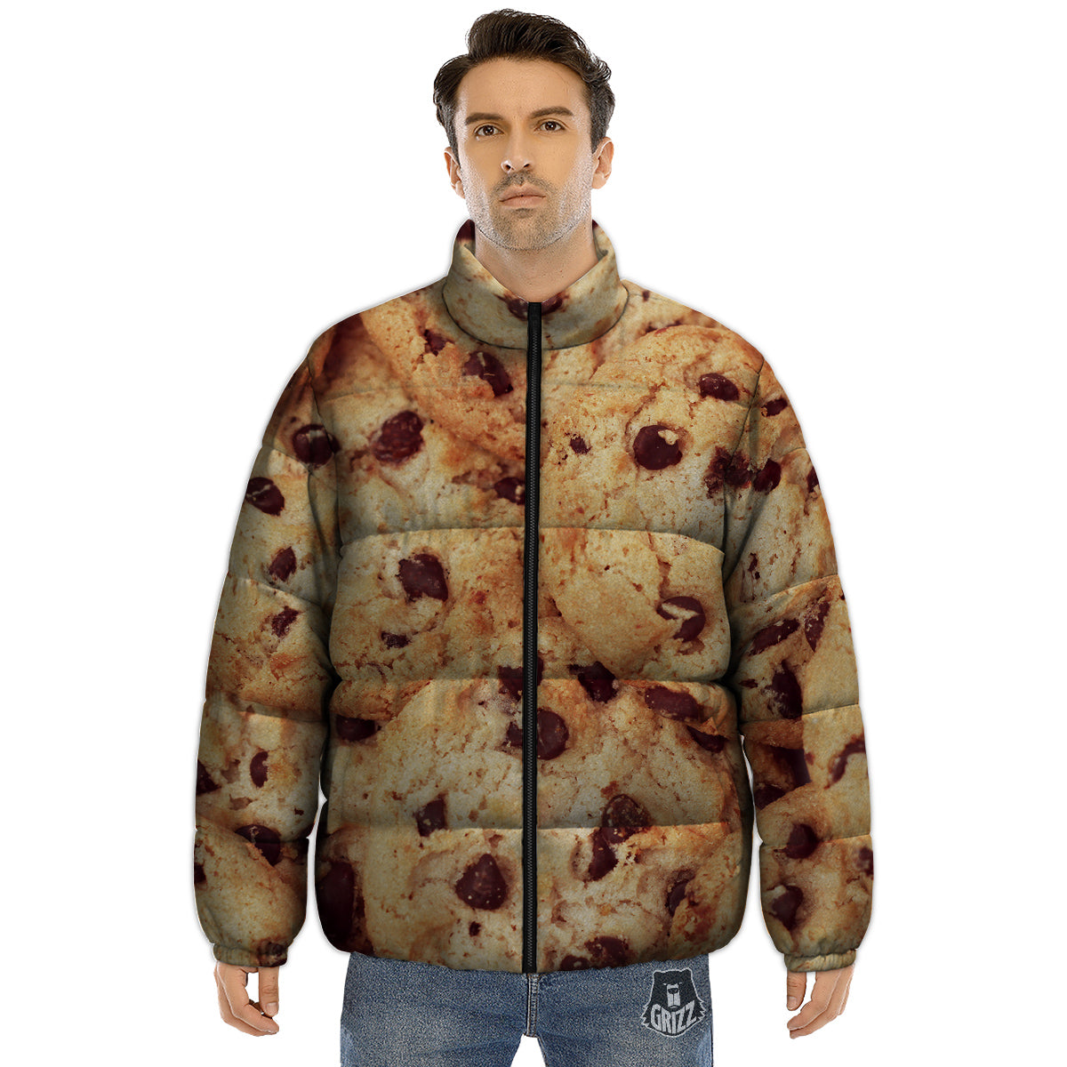 Cookie Chocolate Chip Print Puffer Jacket-grizzshop