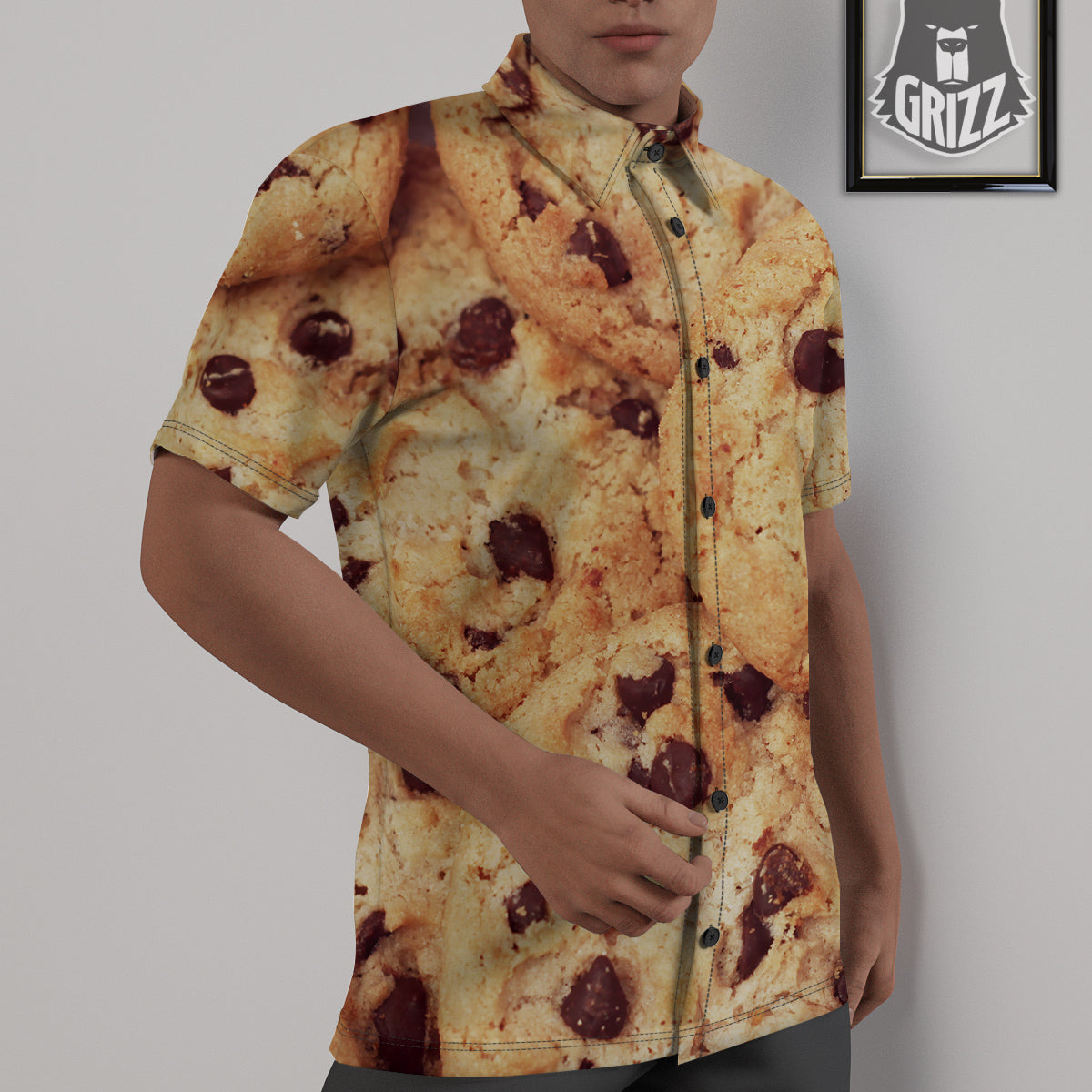 Cookie Chocolate Chip Print Untucked Shirts-grizzshop