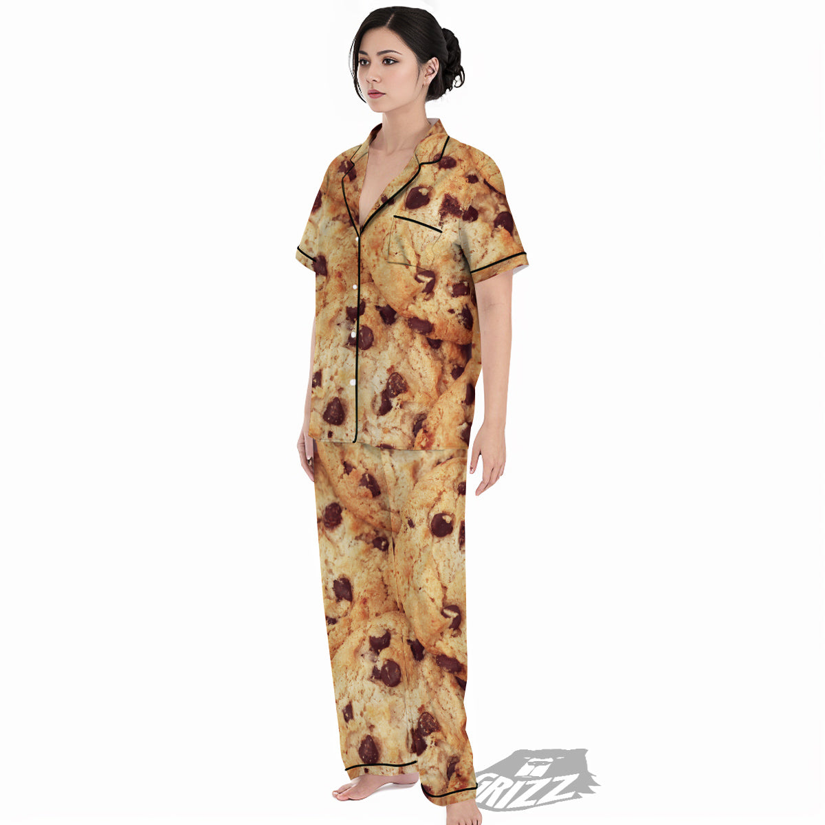 Cookie Chocolate Chip Print Women's Pajamas Set-grizzshop