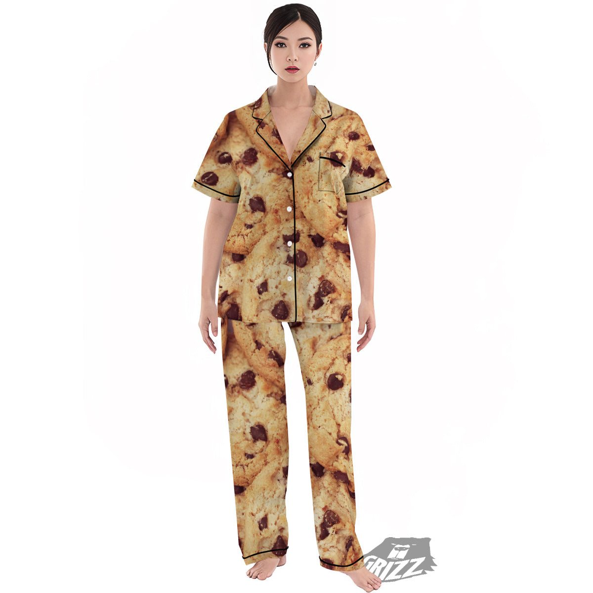 Cookie Chocolate Chip Print Women's Pajamas Set-grizzshop