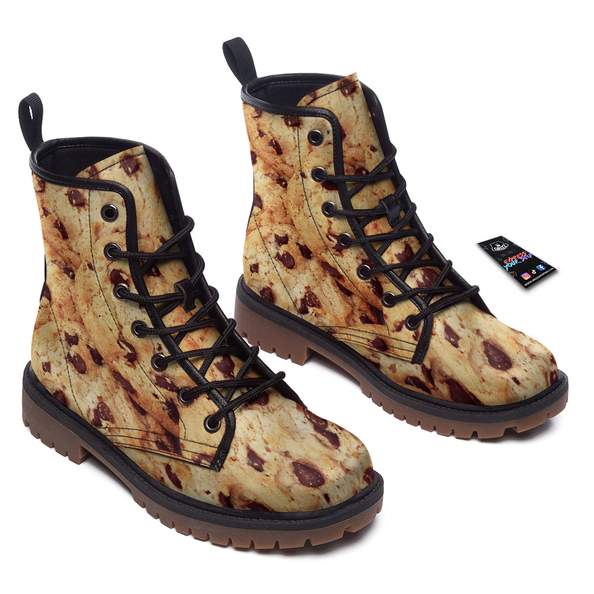 Cookie Chocolate Chip Print Work Boots-grizzshop