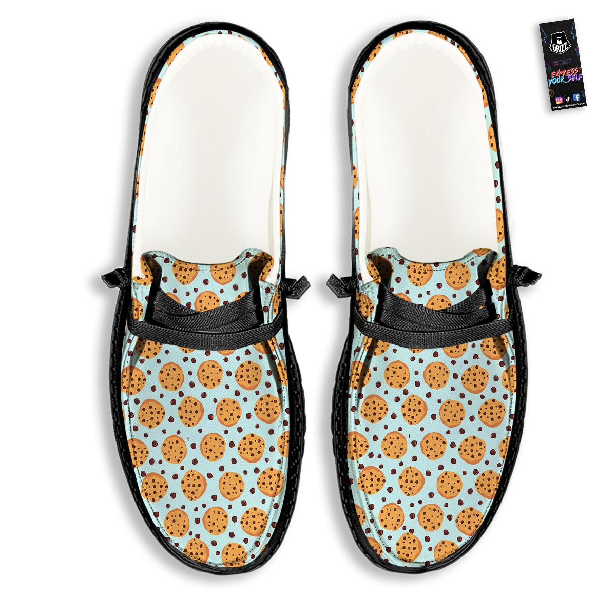 Cookie Sweet Print Pattern Black Loafers-grizzshop
