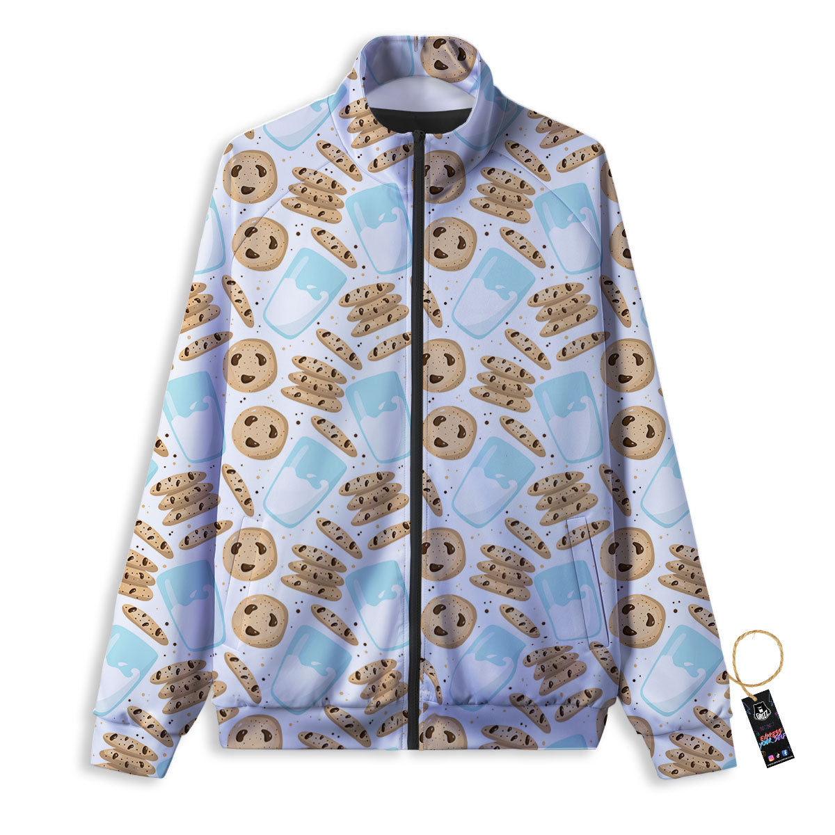 Cookies And Milk Print Pattern Track Jacket-grizzshop