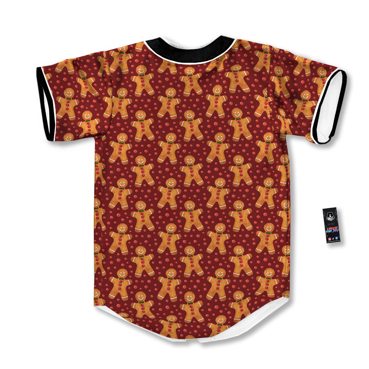 Cookies Gingerbread Man Print Pattern Baseball Jersey-grizzshop