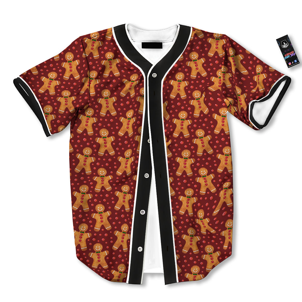 Cookies Gingerbread Man Print Pattern Baseball Jersey-grizzshop
