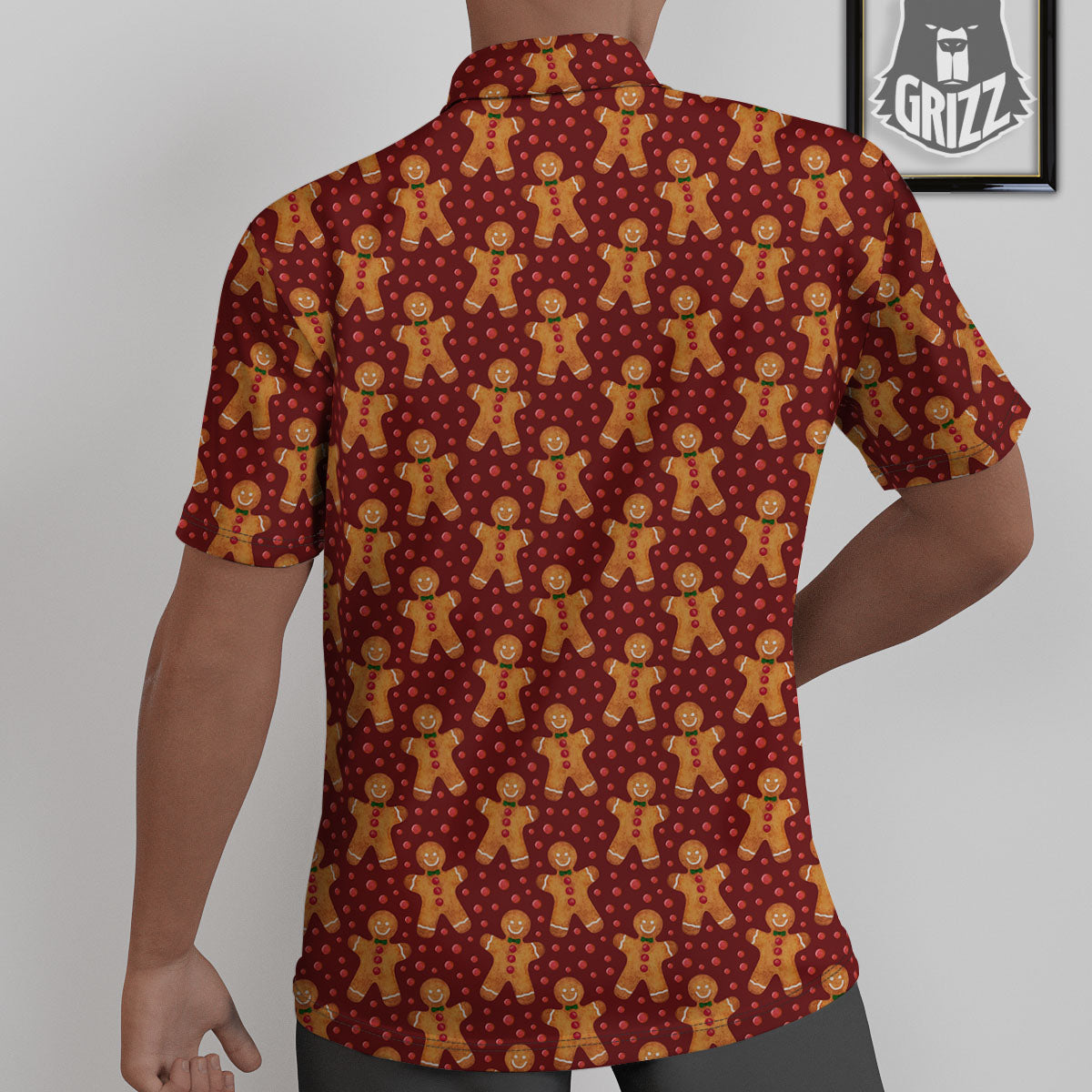 Cookies Gingerbread Man Print Pattern Untucked Shirts-grizzshop