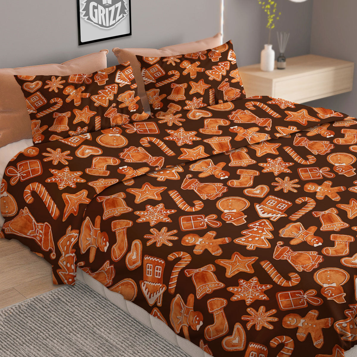 Cookies Gingerbread Print Pattern Duvet Cover Bedding Set