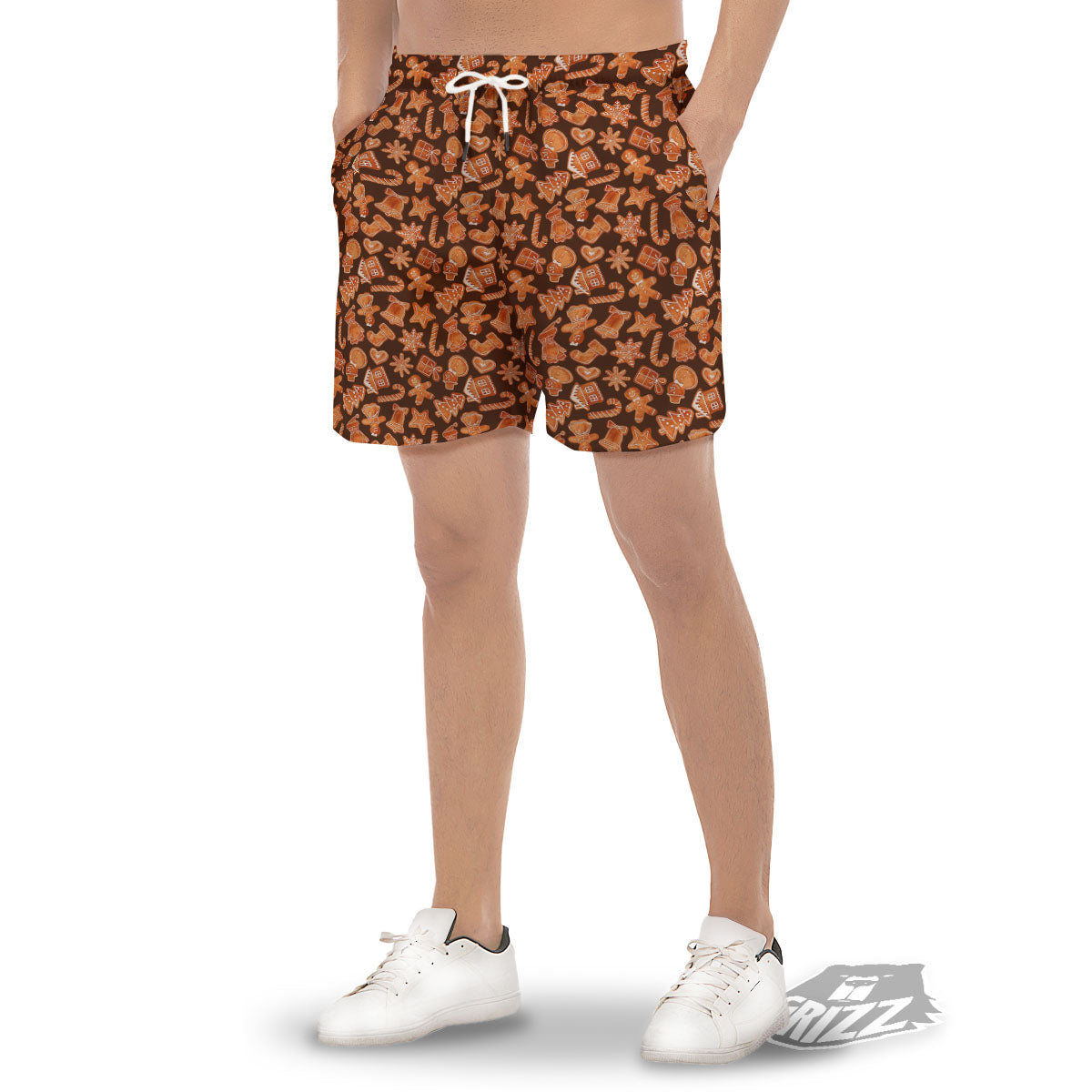 Cookies Gingerbread Print Pattern Men's Gym Shorts-grizzshop