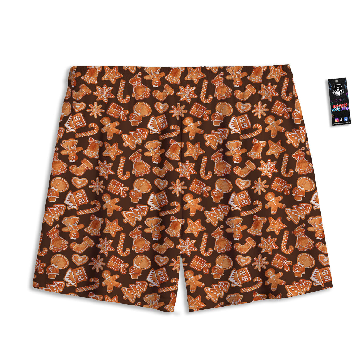 Cookies Gingerbread Print Pattern Mesh Shorts