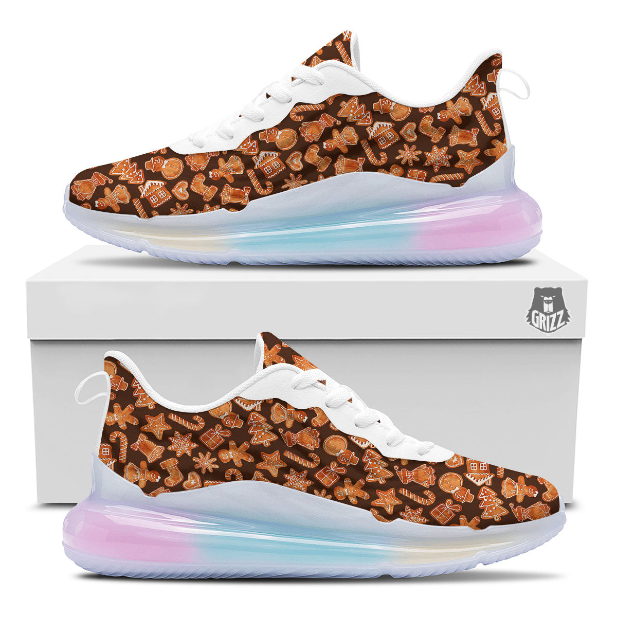 Cookies Gingerbread Print Pattern Running Sneakers-grizzshop