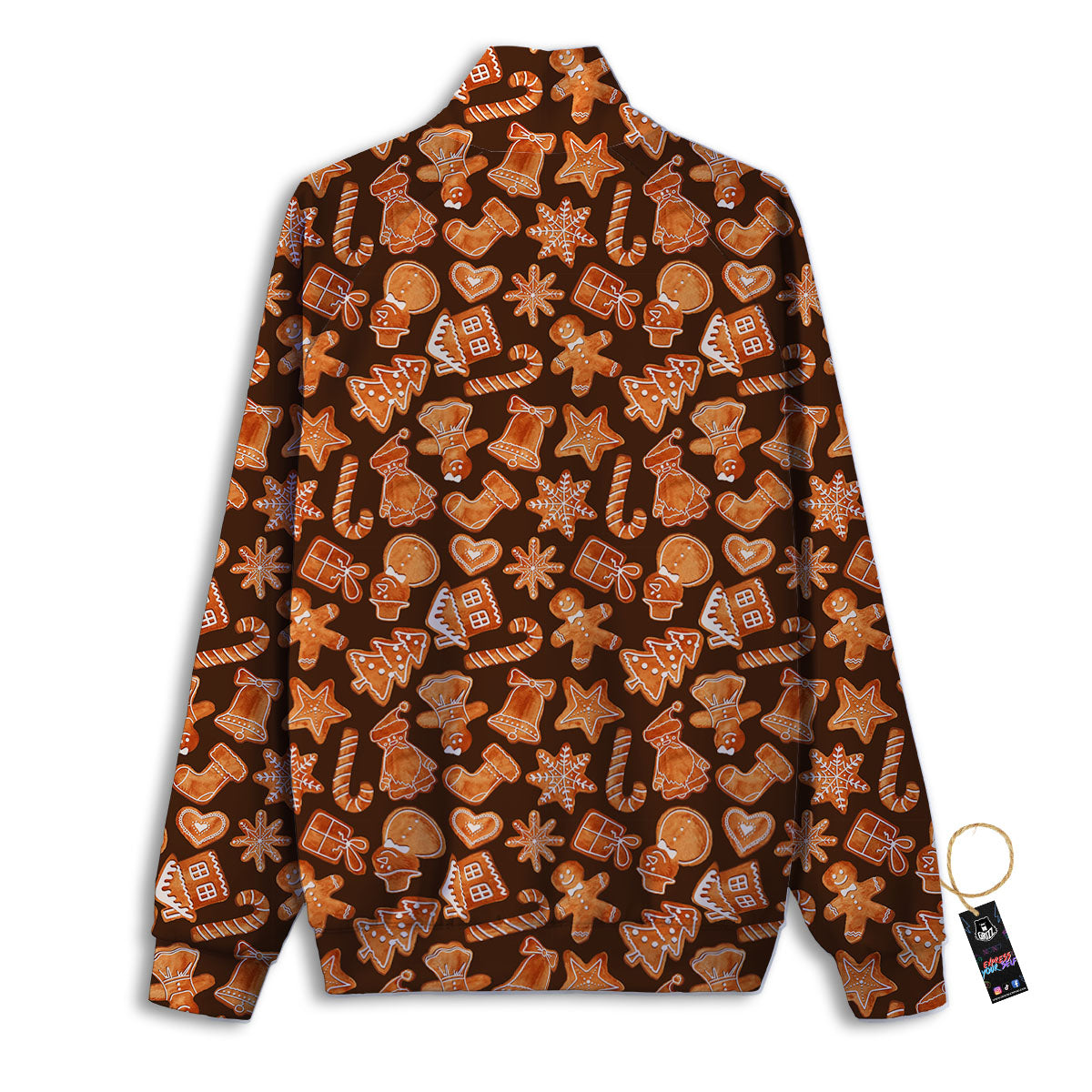 Cookies Gingerbread Print Pattern Track Jacket-grizzshop