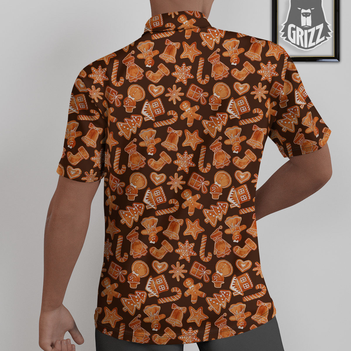 Cookies Gingerbread Print Pattern Untucked Shirts-grizzshop