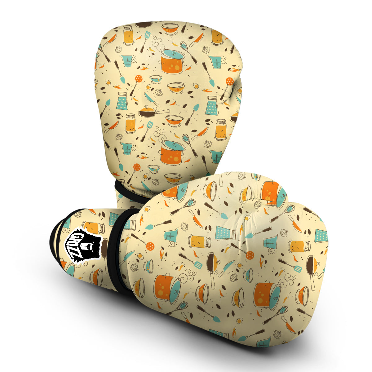 Cooking And Beige Print Pattern Boxing Gloves-grizzshop